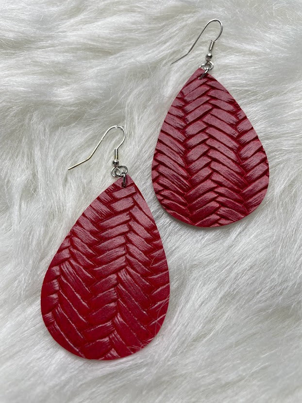 Cardinals red glitter customizable faux leather earrings, earrings for  Louisville fans, school spirit earrings
